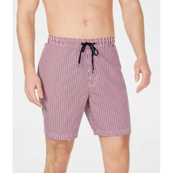 NWT Club Room Blue Red White Striped Swim Trunks - Picture 1 of 6